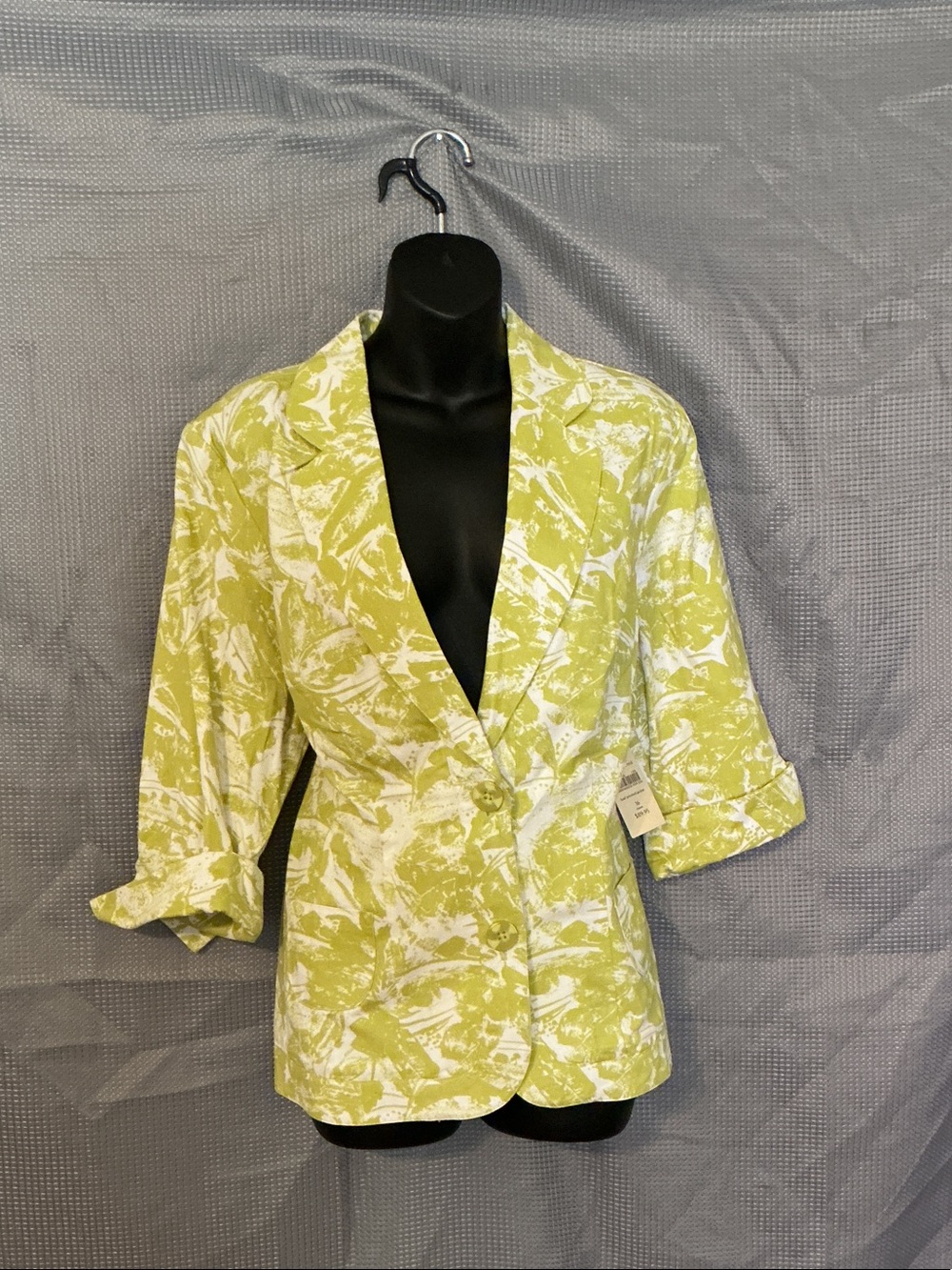 Coldwater Creek Lime Green Printed Single-Button Blazer